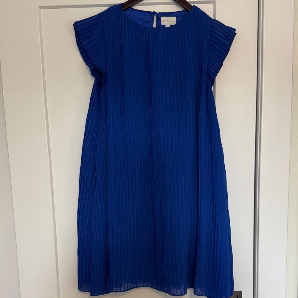 BCBGirls Blue Pleated Kids Formal Dress